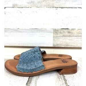 Sofft Womens 8 Blue Ardee Woven Leather Slide Sandals Casual Slip On Summer